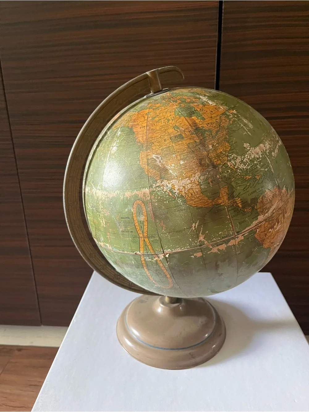 Vintage Green and Brown Decorative Globe - Home Accents